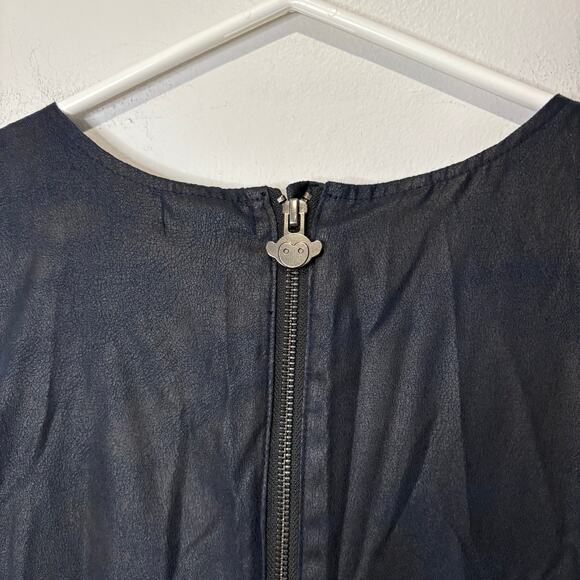 Appaman‎ Eve Faux Leather Faux Fur Girls Party Dress Navy Blue Size 14 - Picture 4 of 7